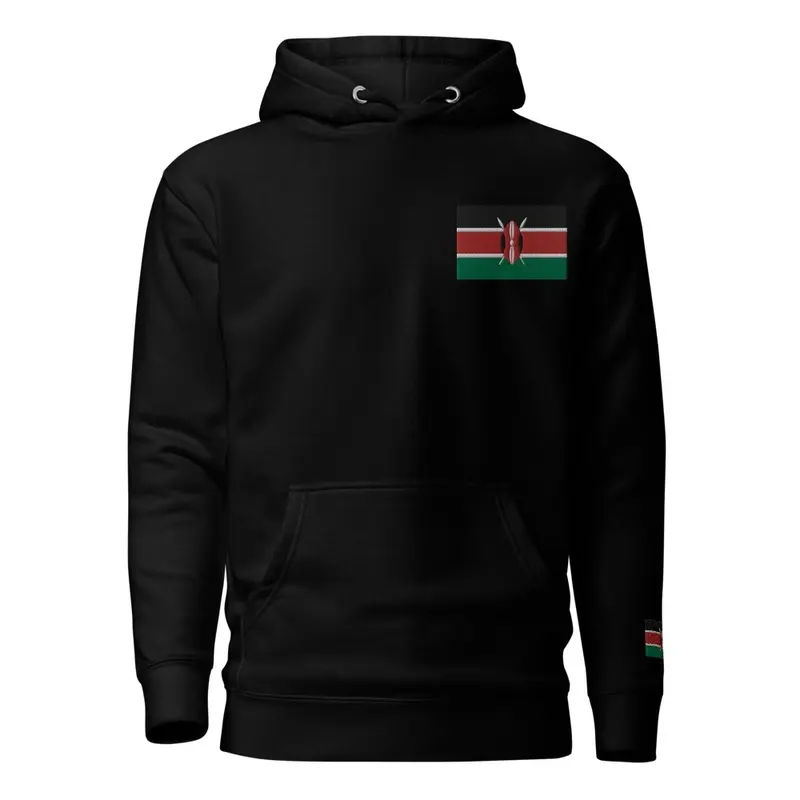  Kenyan Flag : Embroidered Hoodie