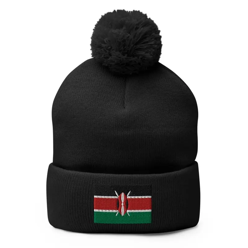 Kenyan Flg Pom Pom Knit Cap