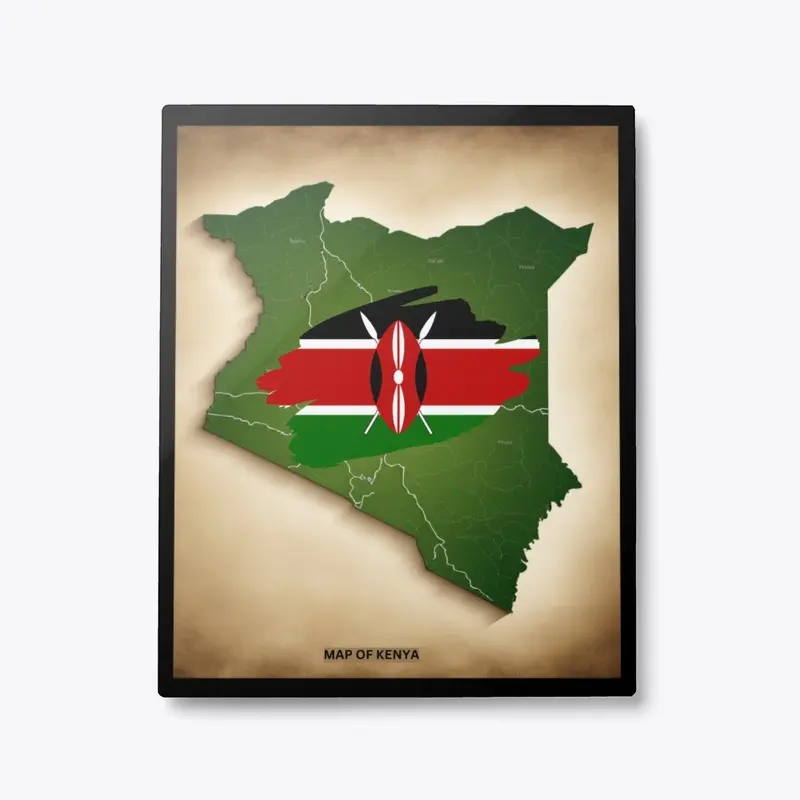 Map of Kenya - Metal Print